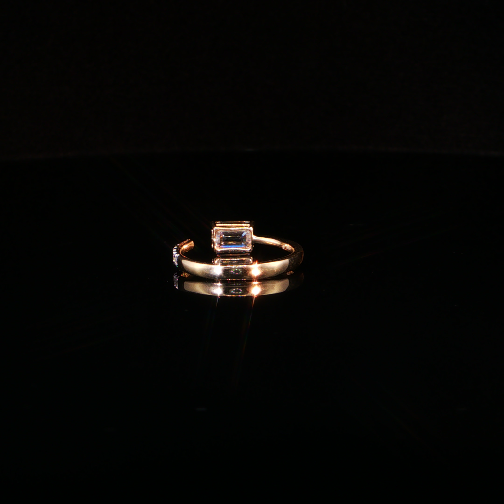 1.10 CTW Emerald Cut Lab-Grown Diamond Engagement Ring with Pavé Band in 14K Yellow Gold