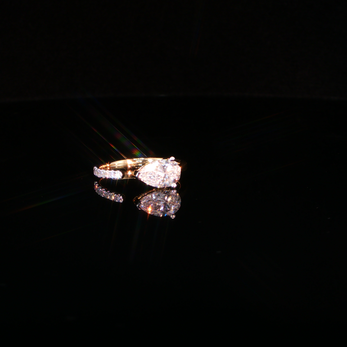 1.15 CTW Pear Cut Lab-Grown Diamond Classic Solitaire Ring in 14K Yellow Gold