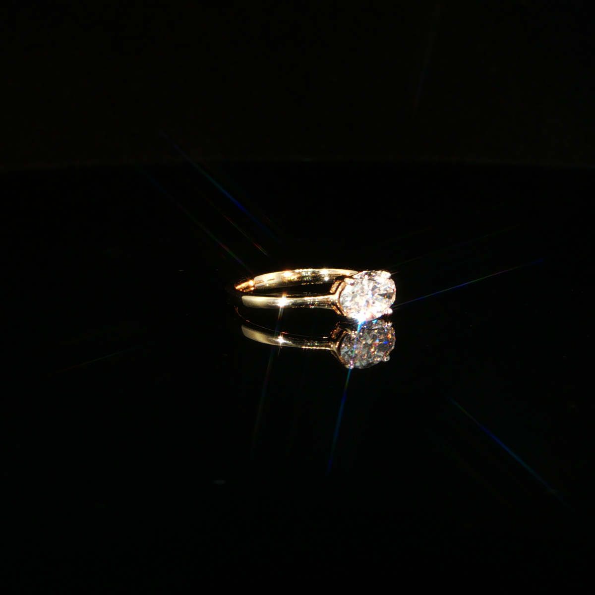 1.17 CTW Oval Cut Lab-Grown Diamond Solitaire Ring with Pavé Accents in 14K Yellow Gold