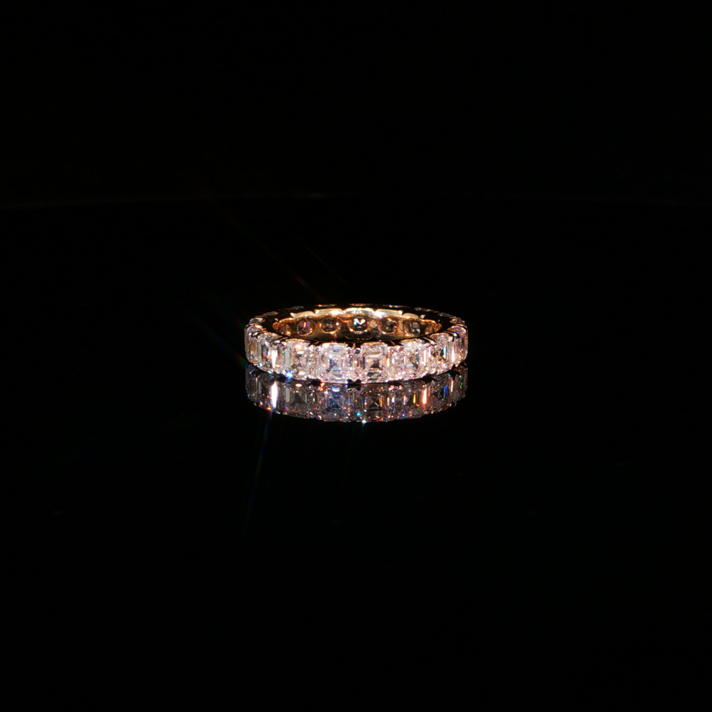 5.67 CTW Asscher Cut Lab-Grown Diamond Eternity Ring in 14K Yellow Gold