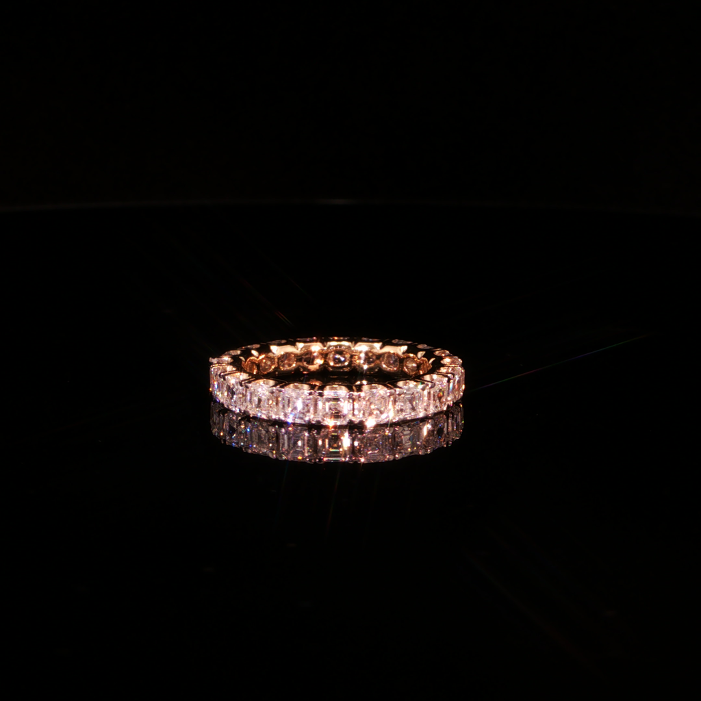 3.17 CTW Asscher Cut Lab-Grown Diamond Eternity Ring in 14K Yellow Gold