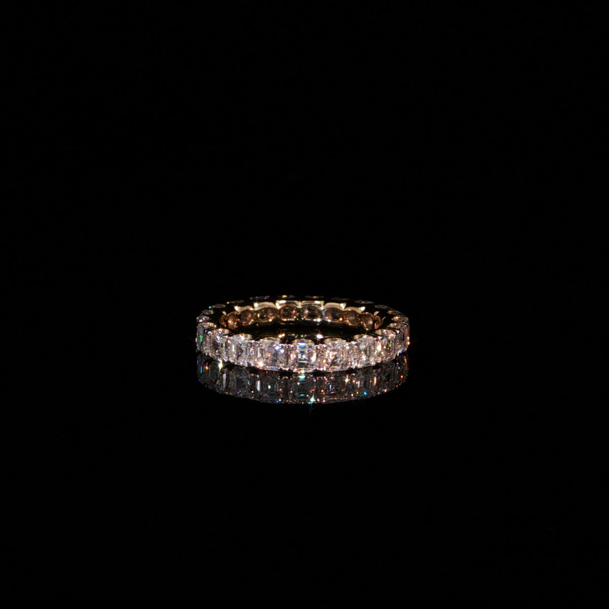 3.26 CTW Asscher Cut Lab-Grown Diamond Eternity Ring in 14K Yellow Gold