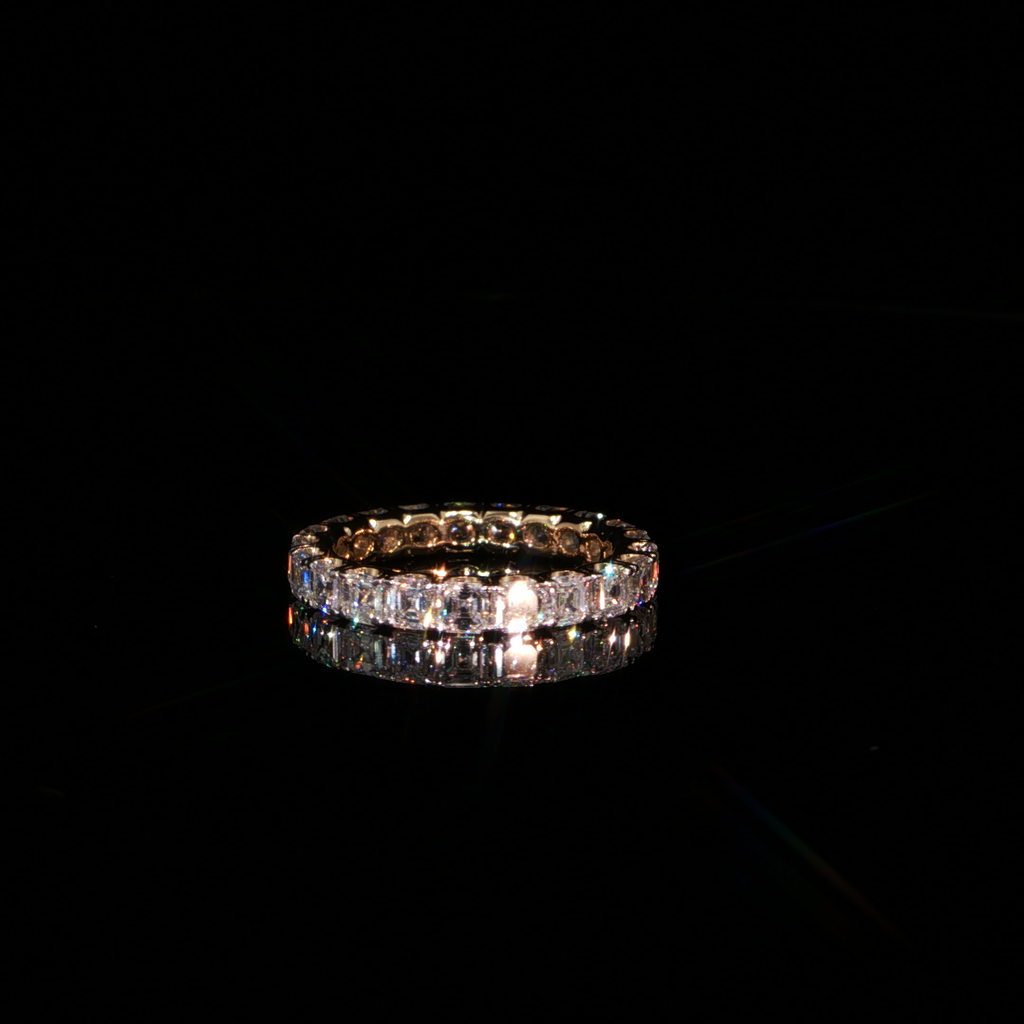 3.26 CTW Asscher Cut Lab-Grown Diamond Eternity Ring in 14K Yellow Gold