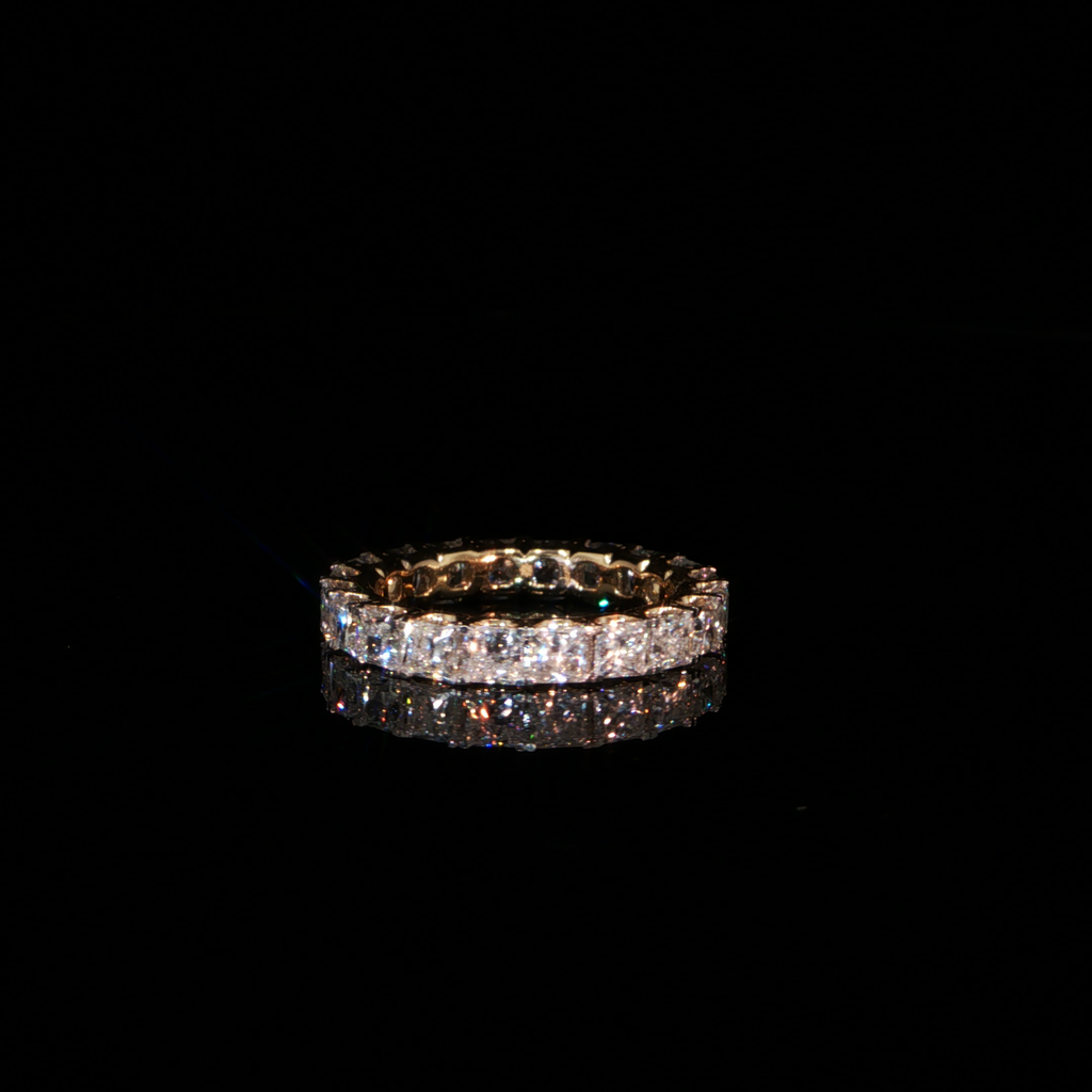 3.782 CTW Princess Cut Lab-Grown Diamond Eternity Ring in 14K Yellow Gold