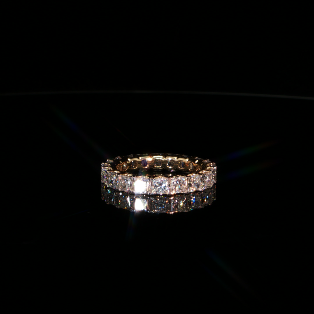 3.782 CTW Princess Cut Lab-Grown Diamond Eternity Ring in 14K Yellow Gold