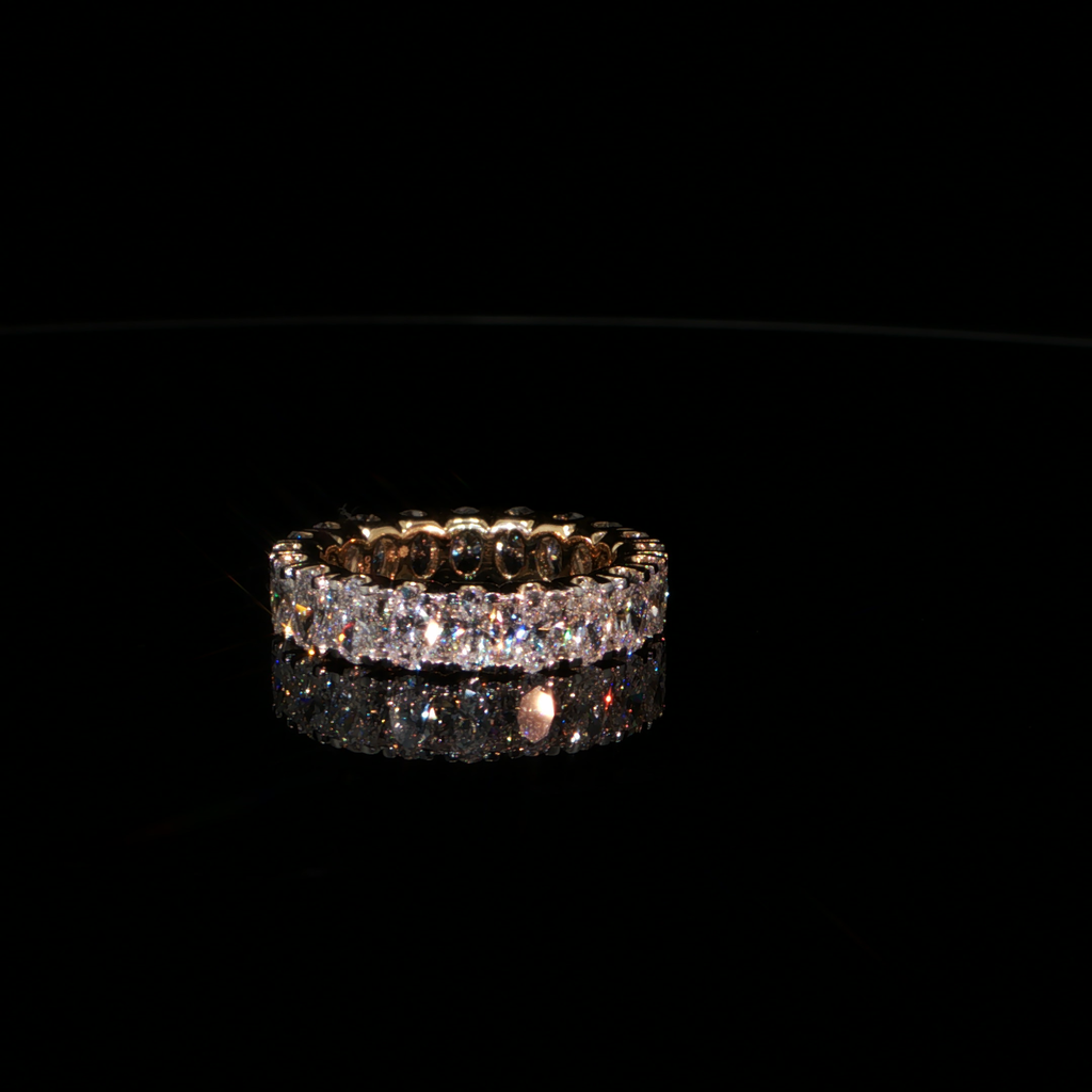 4.34 CTW Oval Cut Lab-Grown Diamond Eternity Ring in 14K Yellow Gold