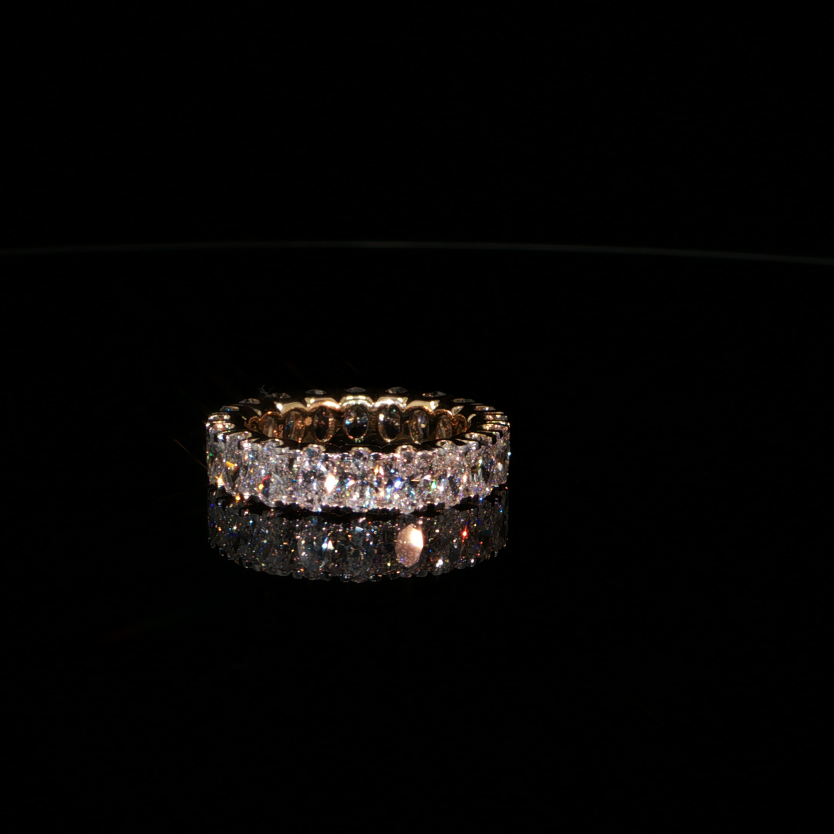 4.34 CTW Oval Cut Lab-Grown Diamond Eternity Ring in 14K Yellow Gold