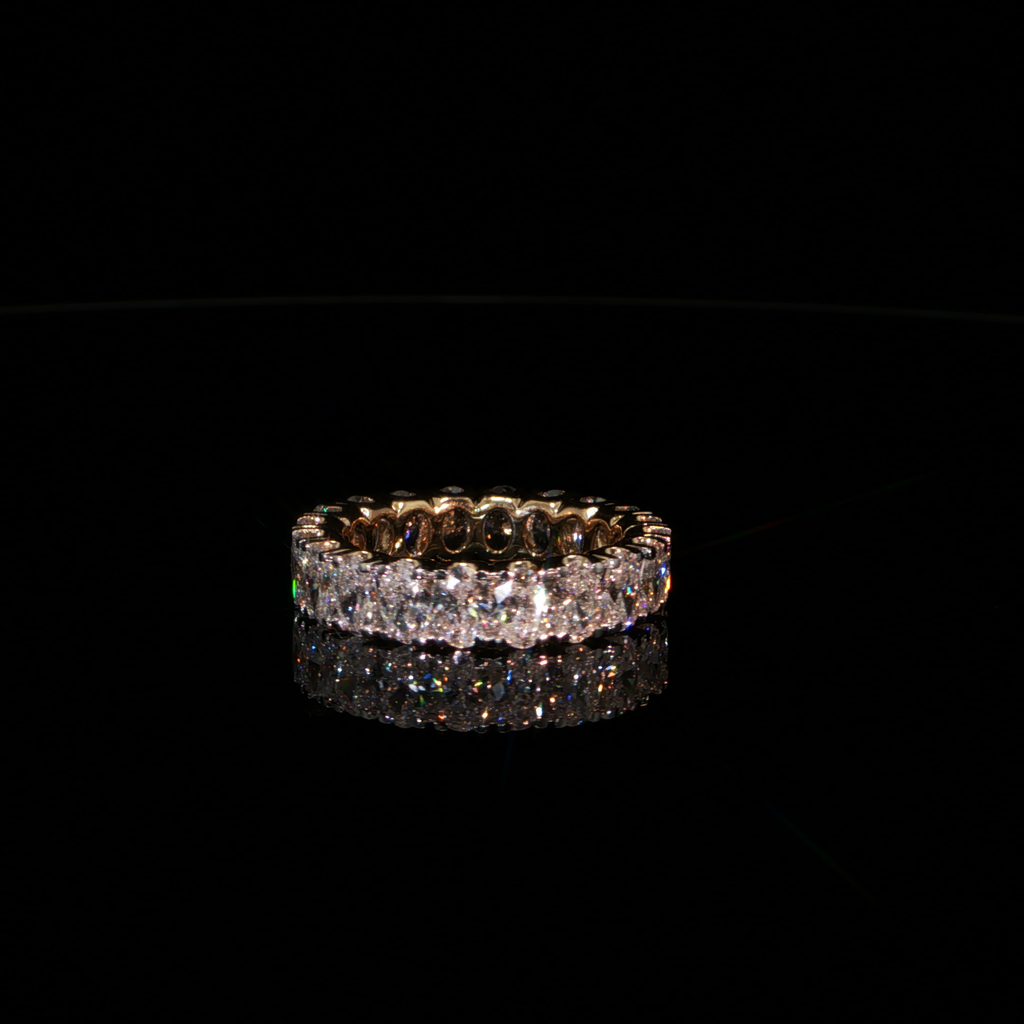 4.34 CTW Oval Cut Lab-Grown Diamond Eternity Ring in 14K Yellow Gold
