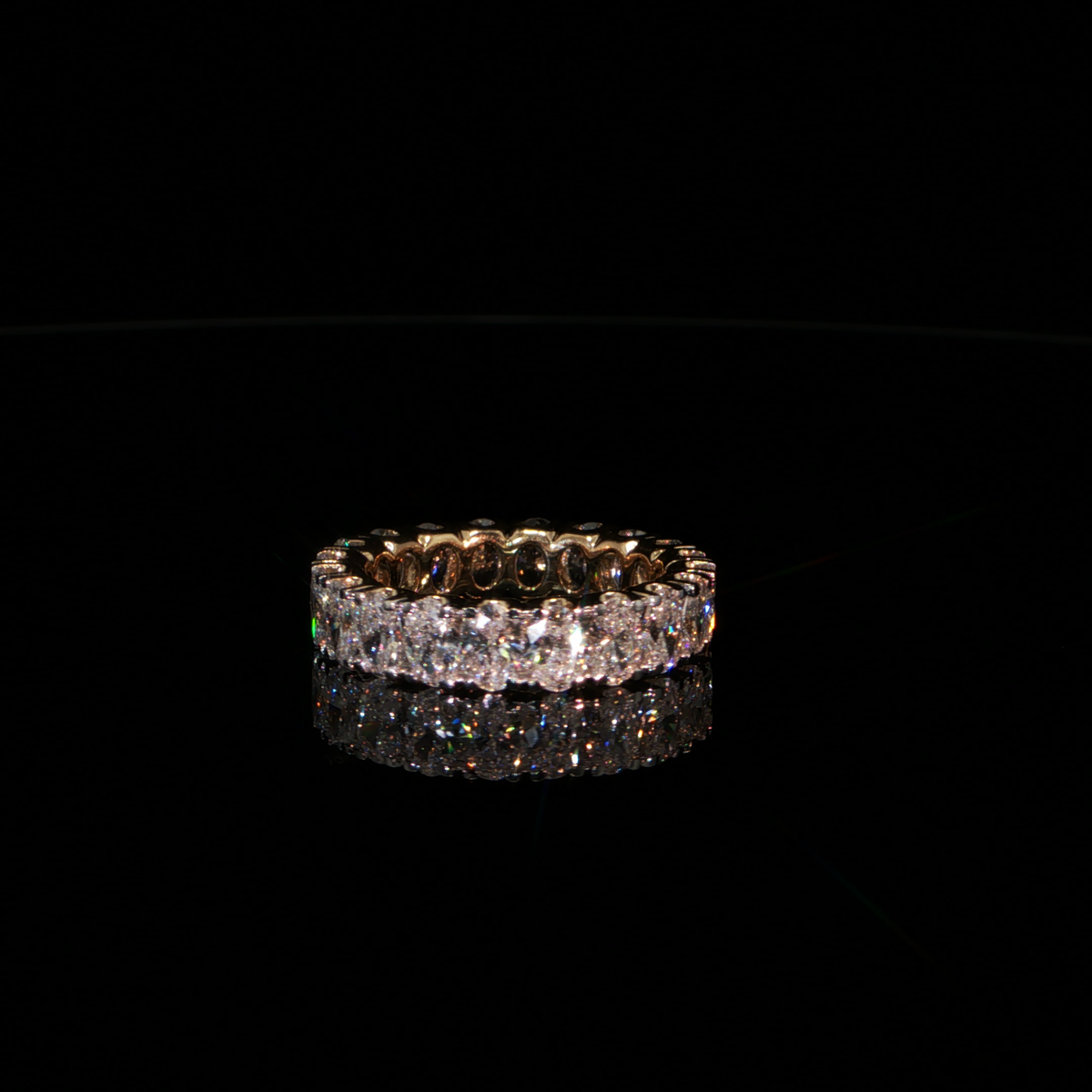 4.34 CTW Oval Cut Lab-Grown Diamond Eternity Ring in 14K Yellow Gold
