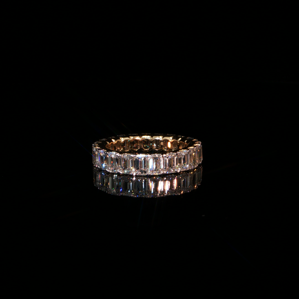 5.39 CTW Emerald Cut Lab-Grown Diamond Eternity Ring in 14K Yellow Gold