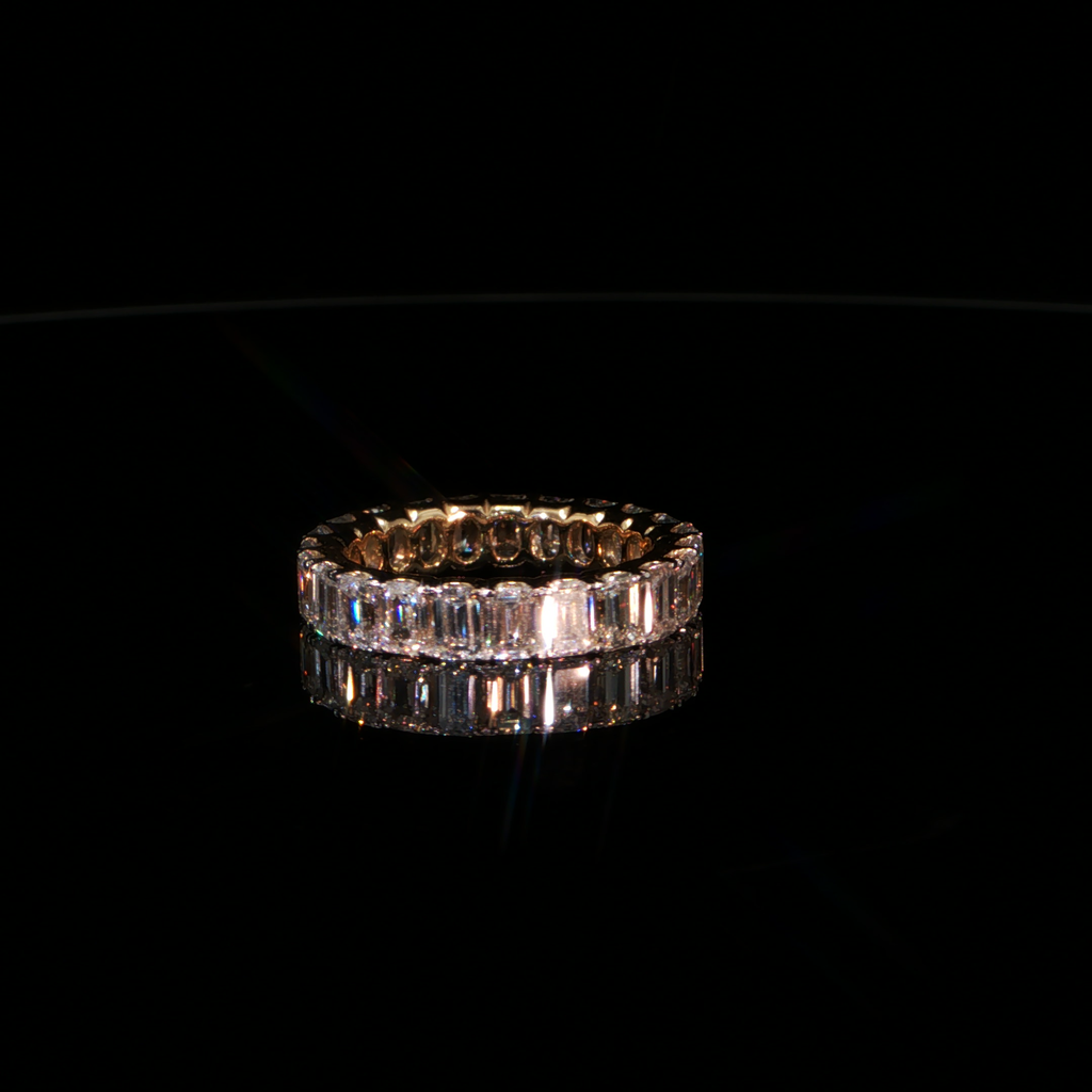 5.39 CTW Emerald Cut Lab-Grown Diamond Eternity Ring in 14K Yellow Gold