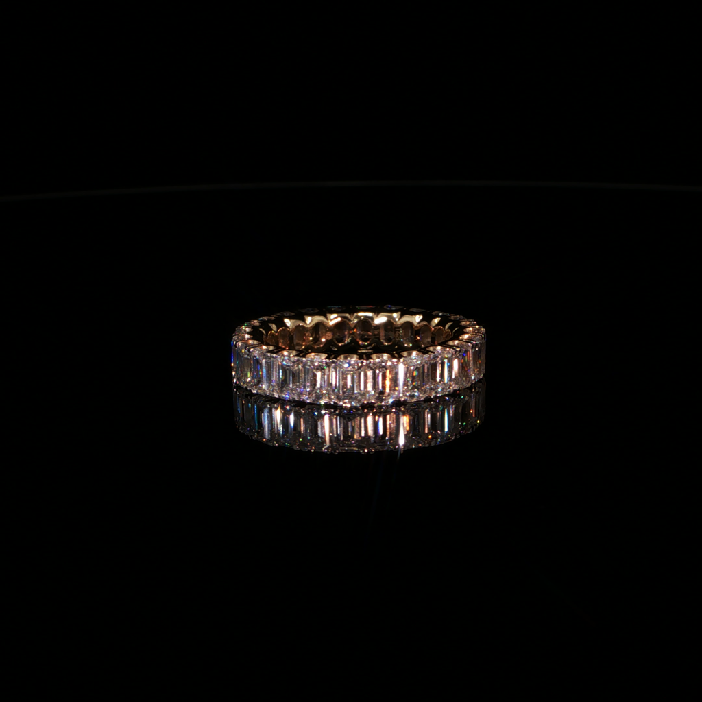 5.016 CTW Emerald Cut Lab-Grown Diamond Eternity Ring in 14K Yellow Gold