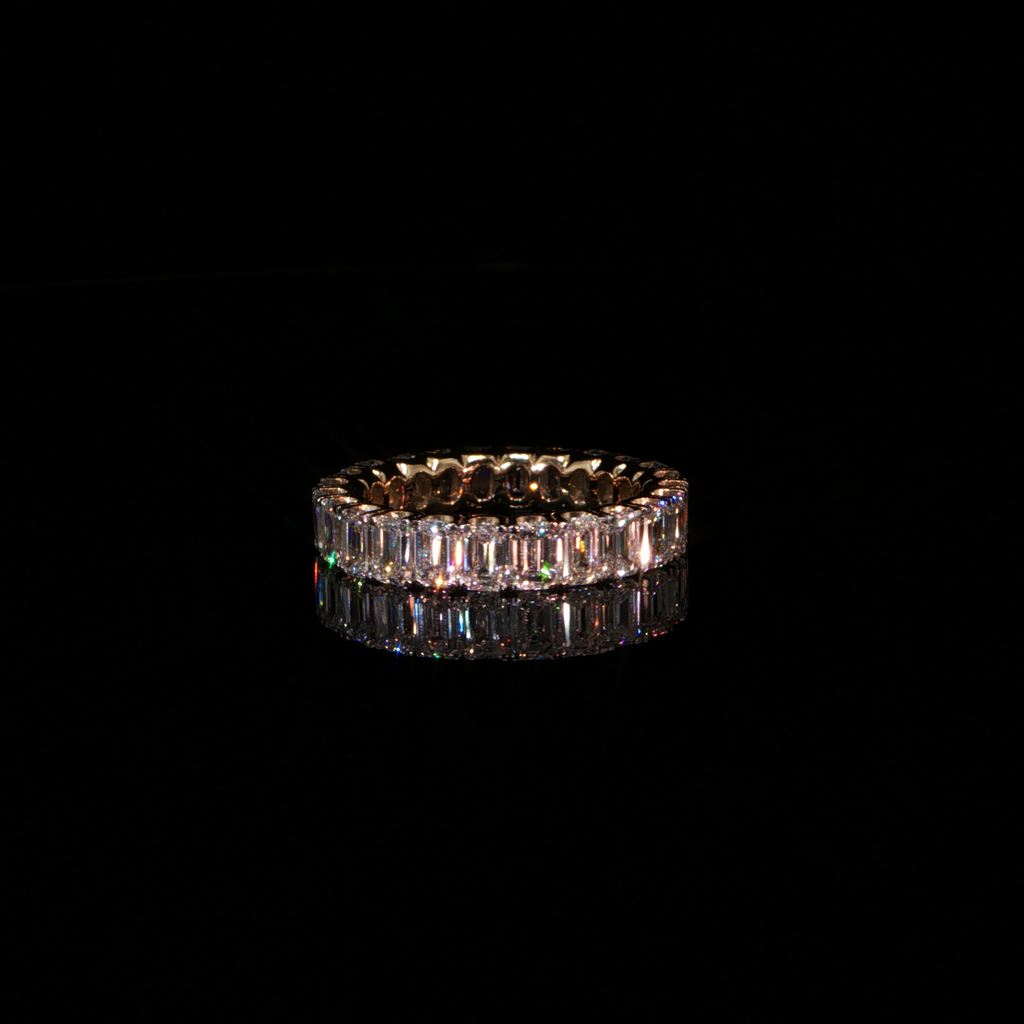 5.016 CTW Emerald Cut Lab-Grown Diamond Eternity Ring in 14K Yellow Gold