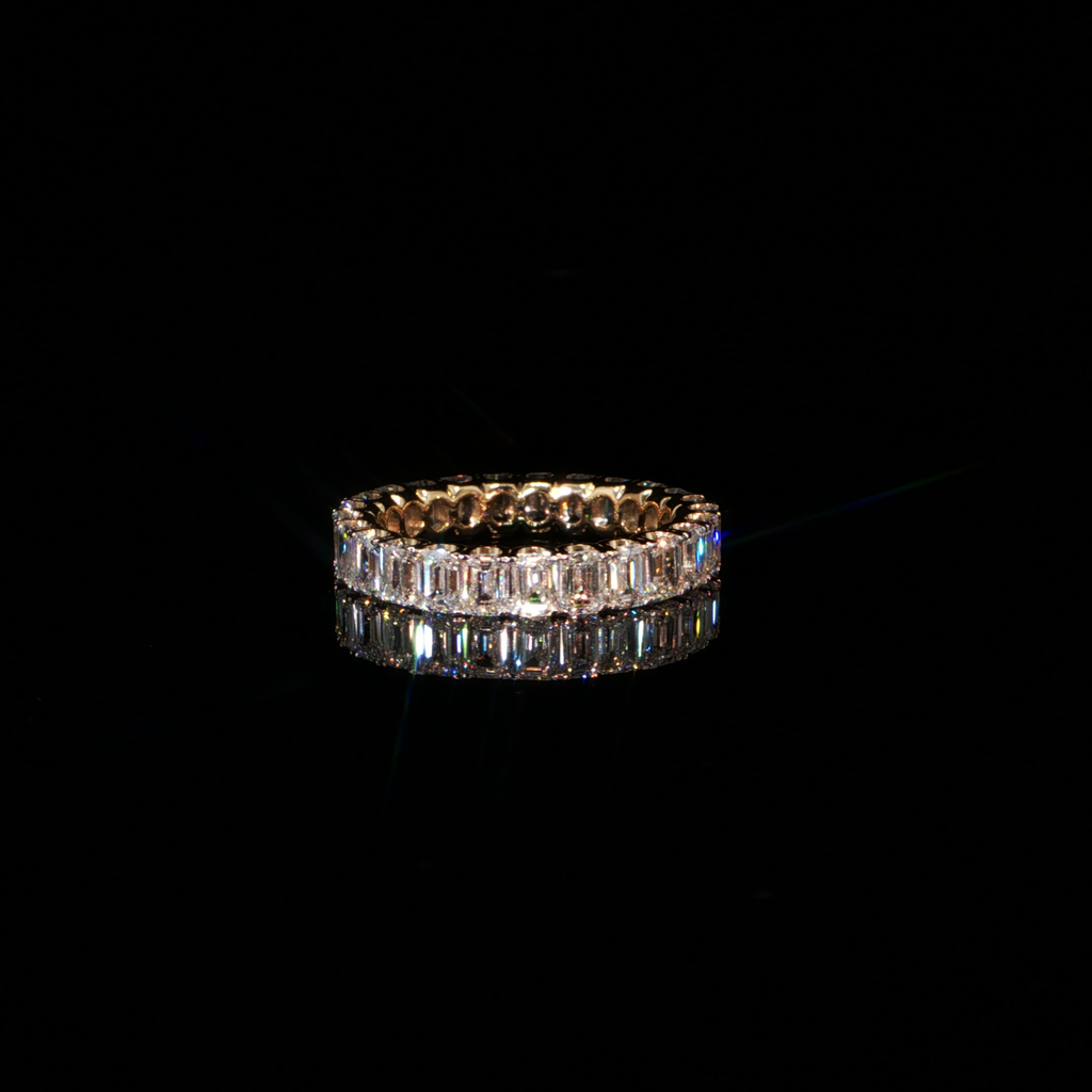 3.56 CTW Emerald Cut Lab-Grown Diamond Eternity Ring in 14K Yellow Gold
