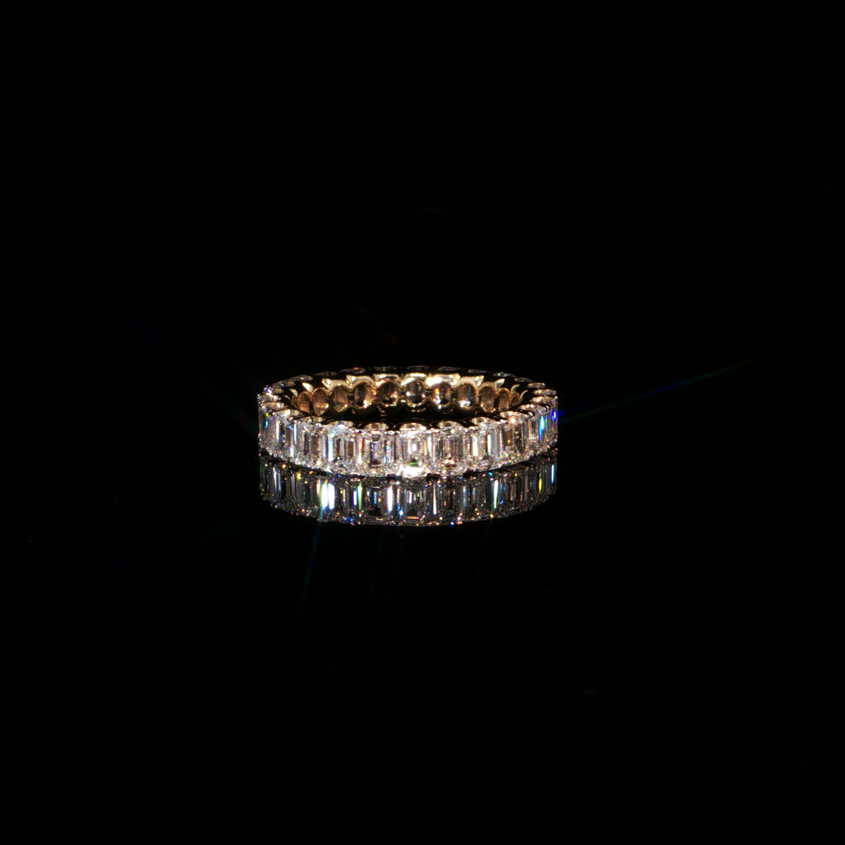 3.56 CTW Emerald Cut Lab-Grown Diamond Eternity Ring in 14K Yellow Gold