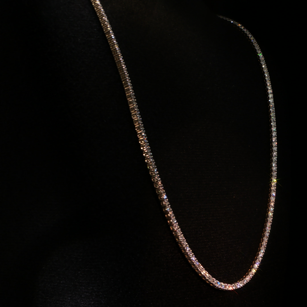 10.96 CTW Round Brilliant Cut Lab-Grown Diamond Tennis Necklace in 14K Yellow Gold
