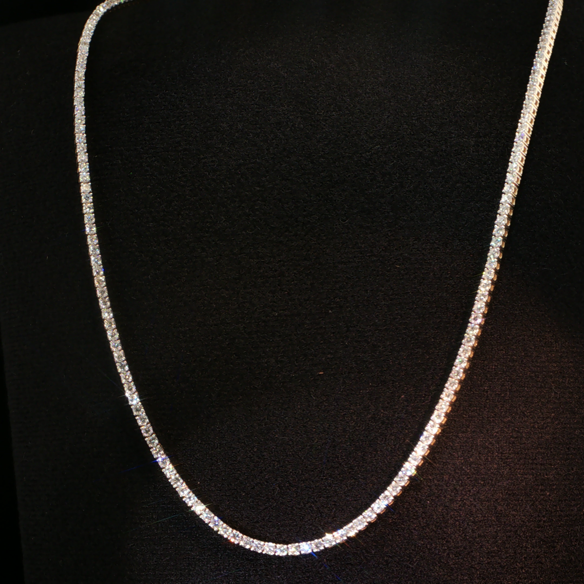 10.96 CTW Round Brilliant Cut Lab-Grown Diamond Tennis Necklace in 14K Yellow Gold