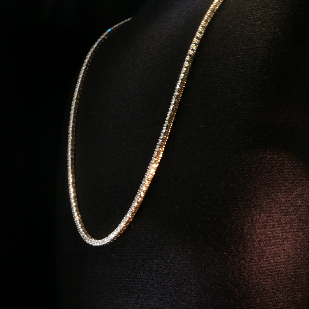 9.12 CTW Round Brilliant Cut Lab-Grown Diamond Tennis Necklace in 14K Yellow Gold