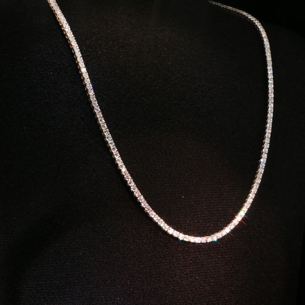 9.12 CTW Round Brilliant Cut Lab-Grown Diamond Tennis Necklace in 14K Yellow Gold