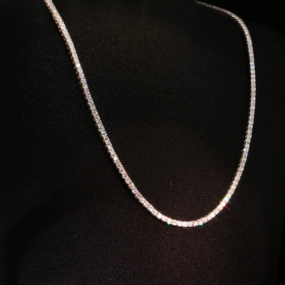 9.12 CTW Round Brilliant Cut Lab-Grown Diamond Tennis Necklace in 14K Yellow Gold