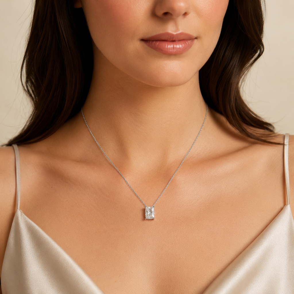 Radiant Cut Lab-Grown Diamond Solitaire Pendant Necklace | IGI Certified | 14K & 18K Gold, Platinum
