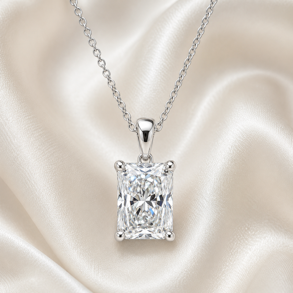 Radiant Cut Lab-Grown Diamond Solitaire Pendant Necklace | IGI Certified | 14K & 18K Gold, Platinum
