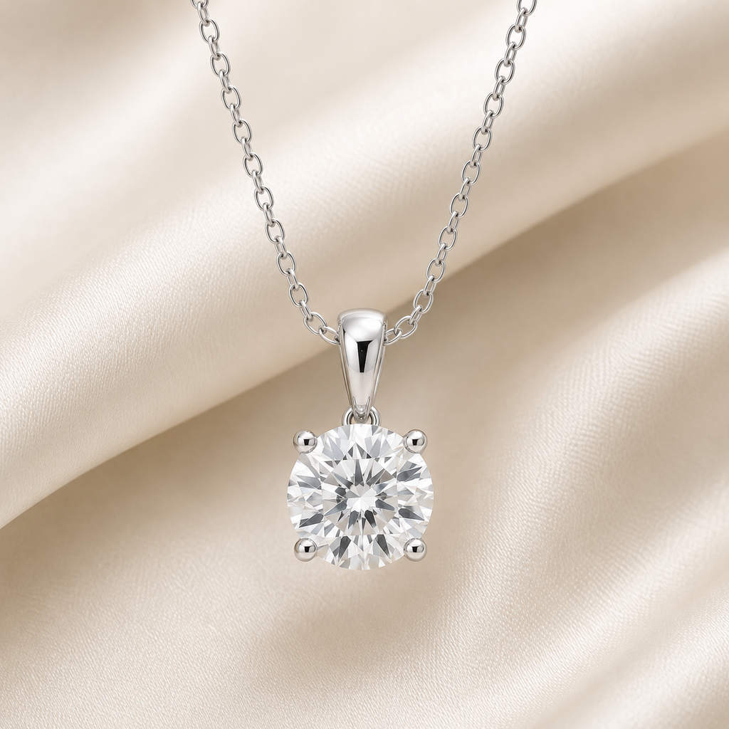 Round Cut Lab-Grown Diamond Solitaire Pendant Necklace | IGI Certified | 14K & 18K Gold, Platinum