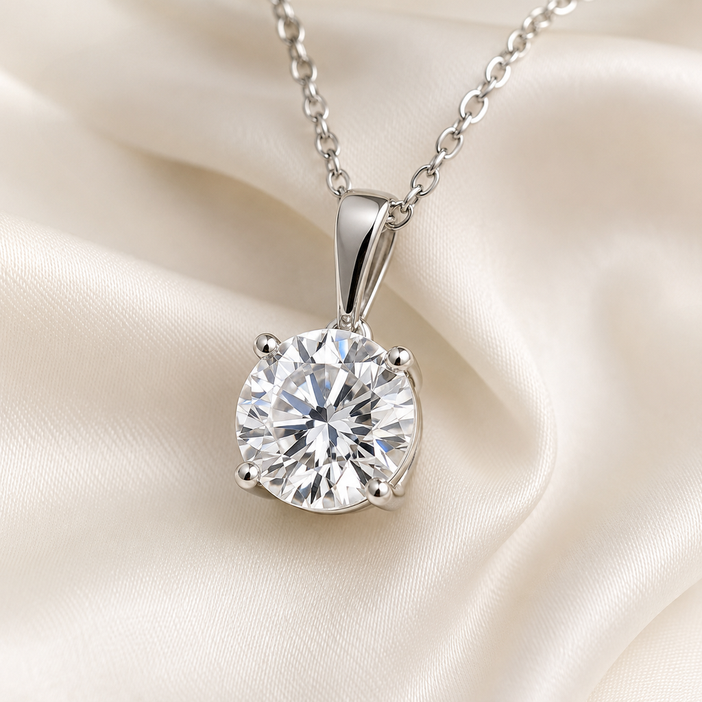 Round Cut Lab-Grown Diamond Solitaire Pendant Necklace | IGI Certified | 14K & 18K Gold, Platinum