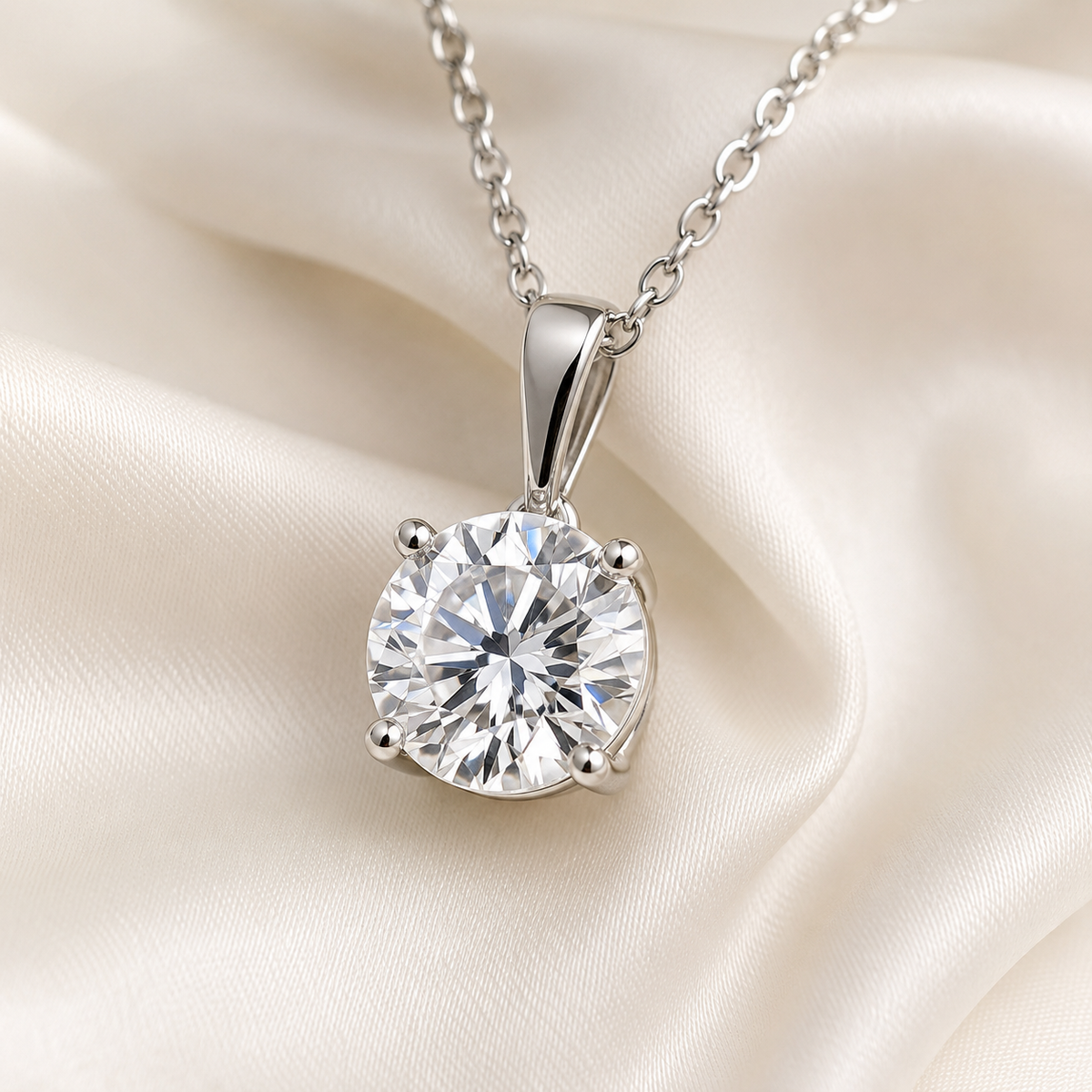 Round Cut Lab-Grown Diamond Solitaire Pendant Necklace | IGI Certified | 14K & 18K Gold, Platinum