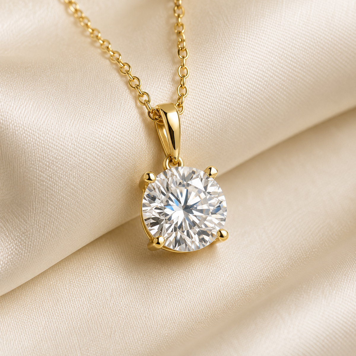 Round Cut Lab-Grown Diamond Solitaire Pendant Necklace | IGI Certified | 14K & 18K Gold, Platinum