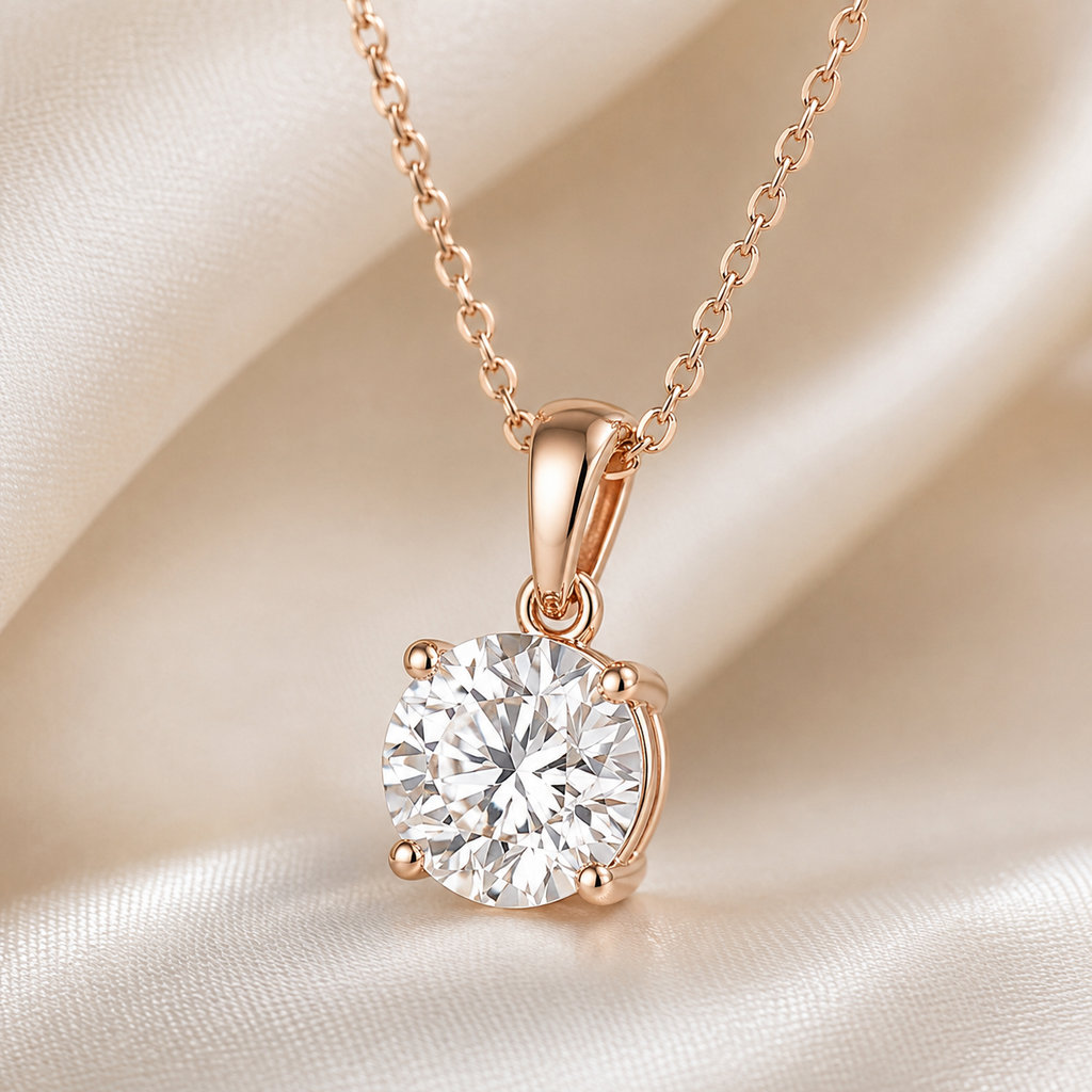 Round Cut Lab-Grown Diamond Solitaire Pendant Necklace | IGI Certified | 14K & 18K Gold, Platinum