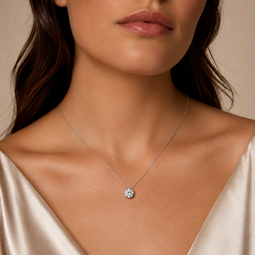 Round Cut Lab-Grown Diamond Solitaire Pendant Necklace | IGI Certified | 14K & 18K Gold, Platinum