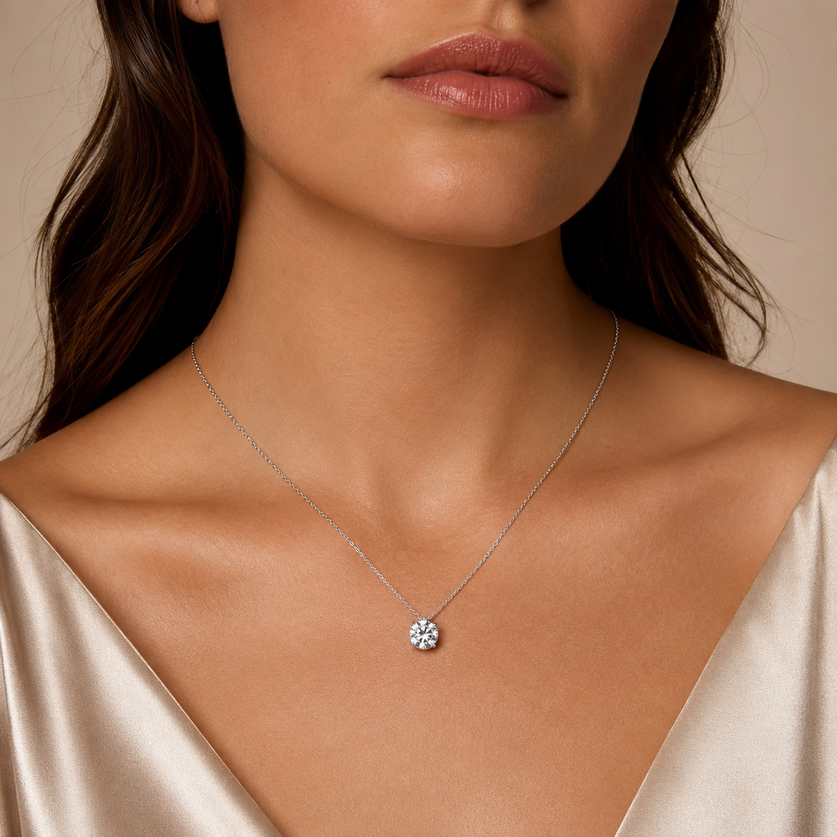 Round Cut Lab-Grown Diamond Solitaire Pendant Necklace | IGI Certified | 14K & 18K Gold, Platinum