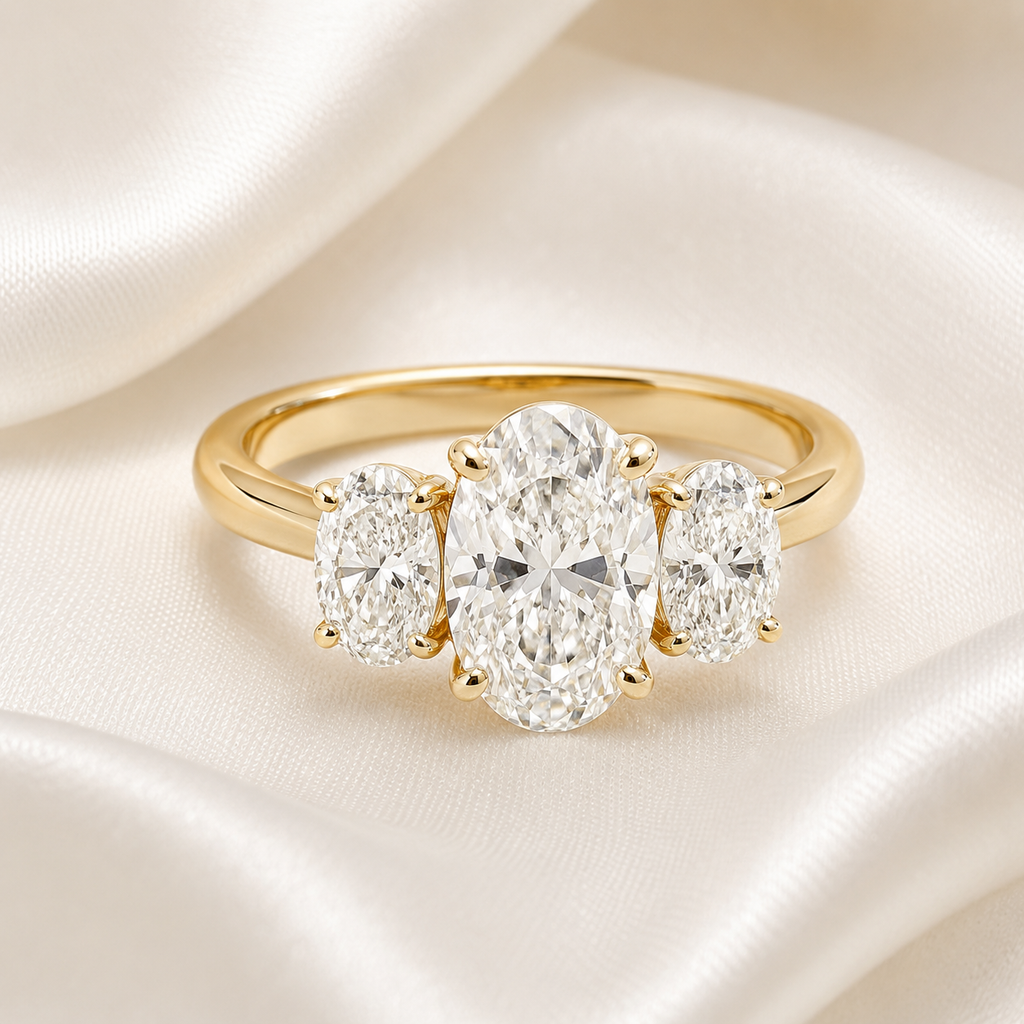 Three Stone Oval Engagement Ring