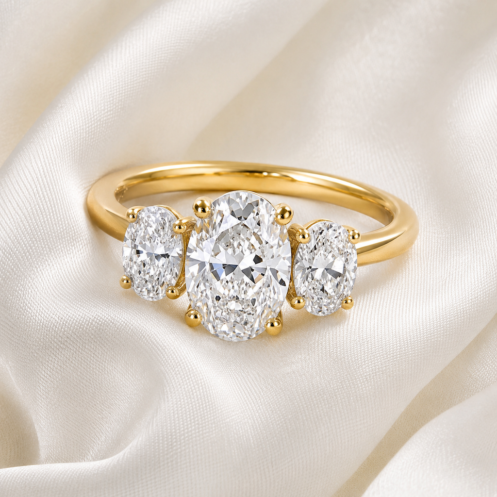 Three Stone Oval Engagement Ring