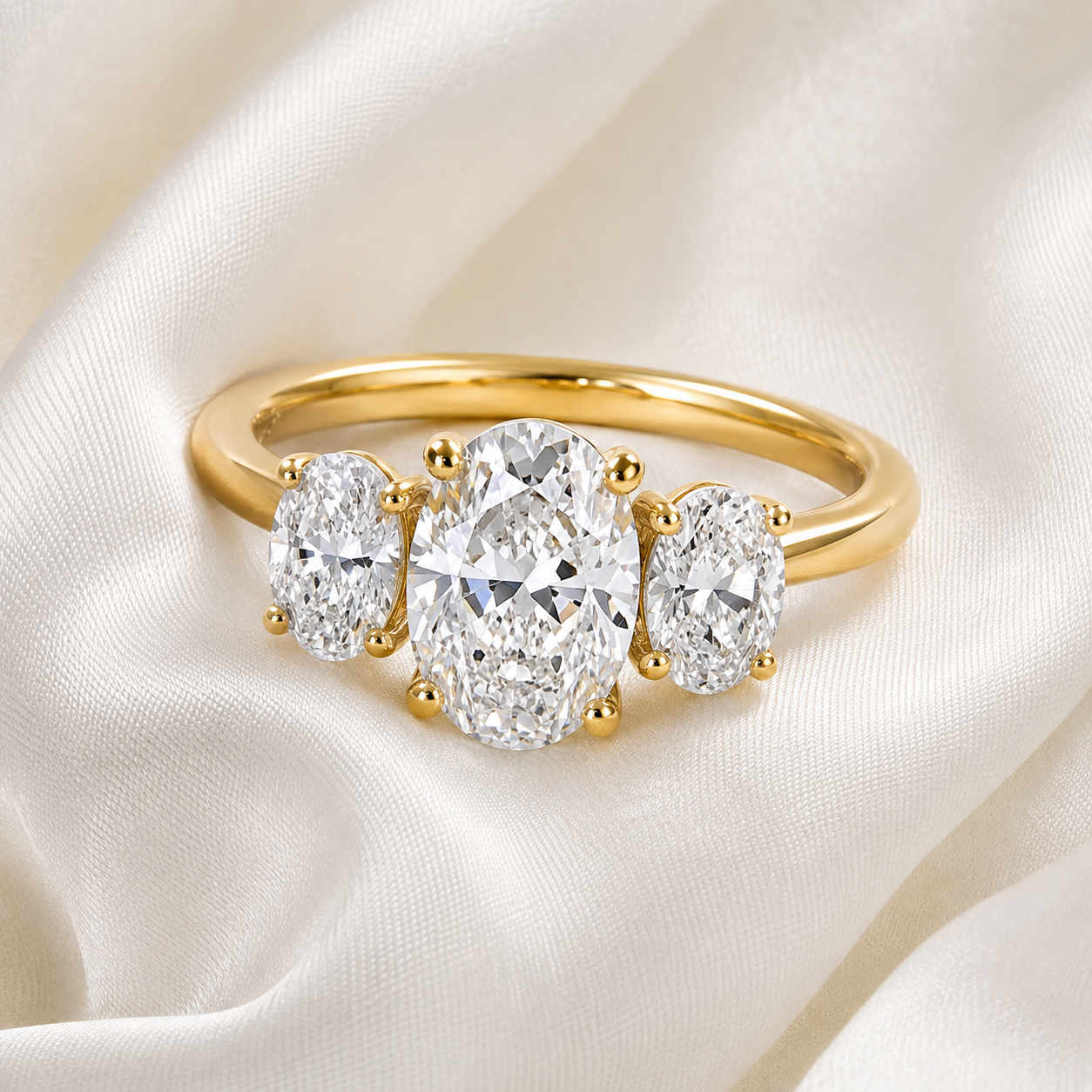 Three Stone Oval Engagement Ring