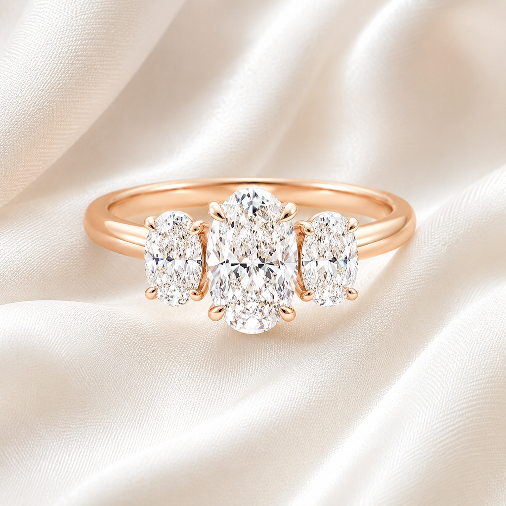 Three Stone Oval Engagement Ring