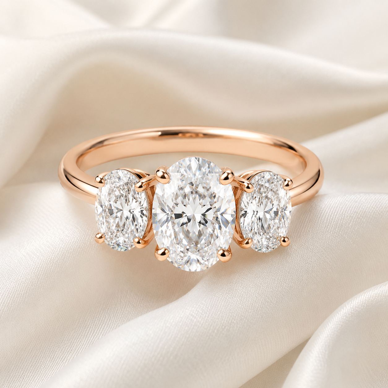 Three Stone Oval Engagement Ring