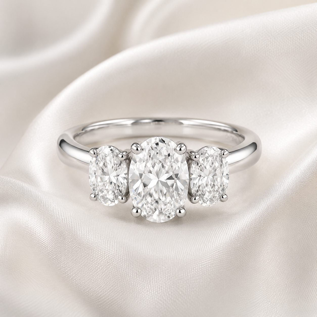 Three Stone Oval Engagement Ring