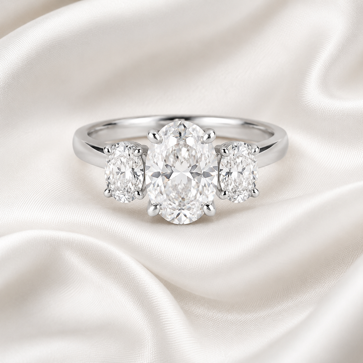 Three Stone Oval Engagement Ring