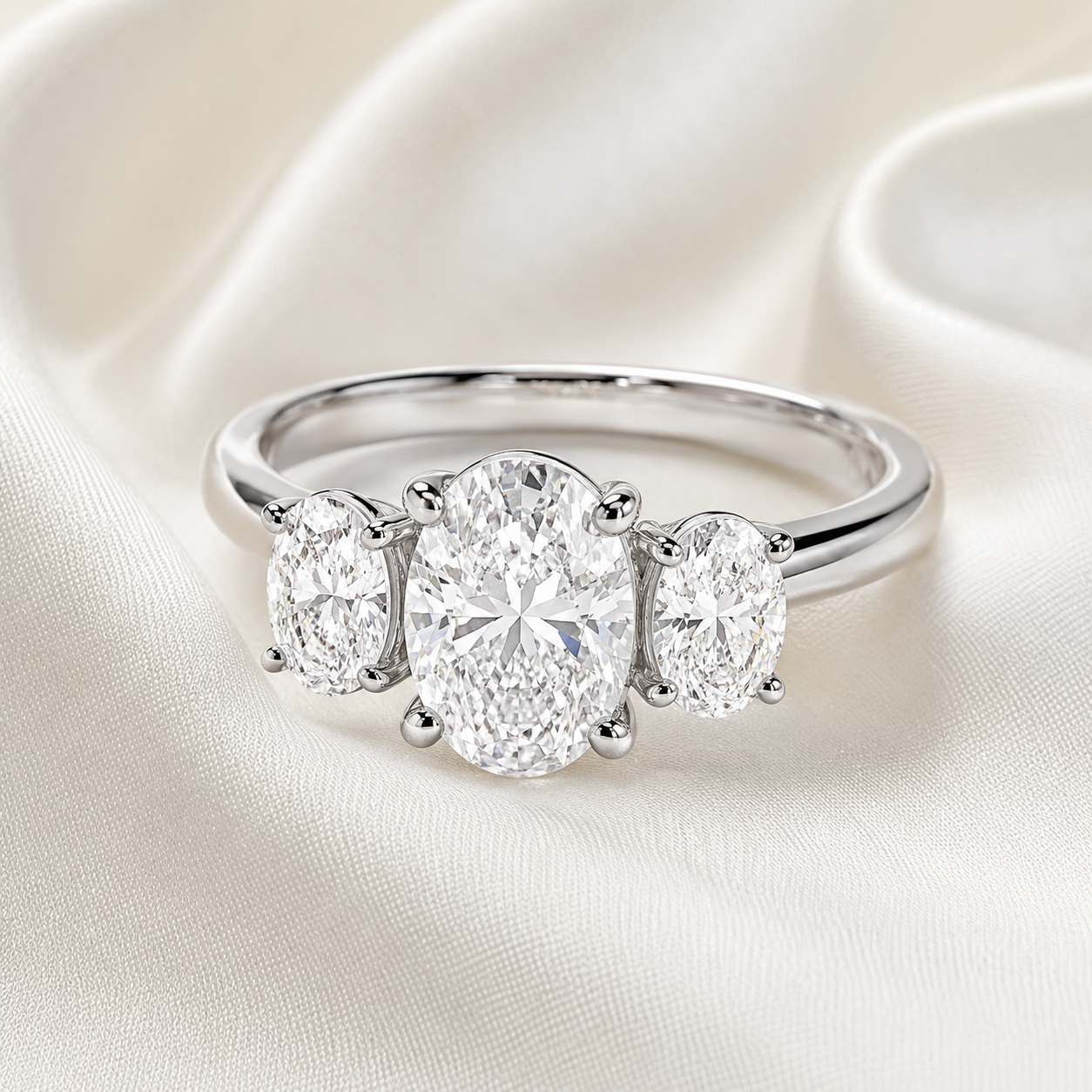 Three Stone Oval Engagement Ring