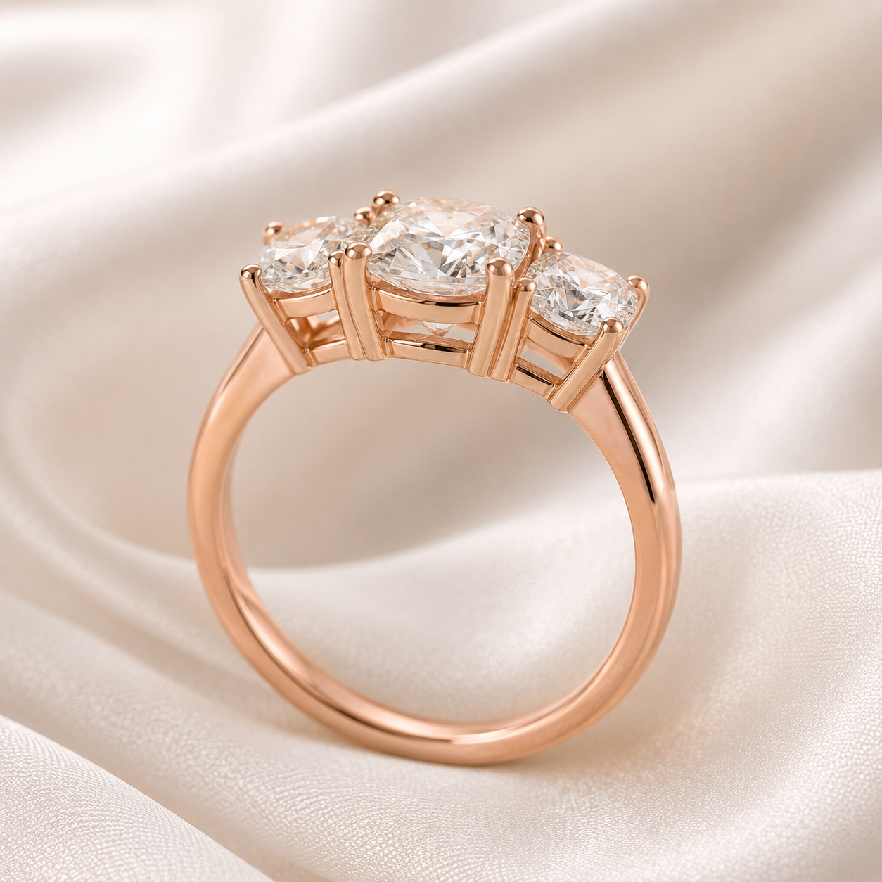 Three Stone Cushion Engagement Ring