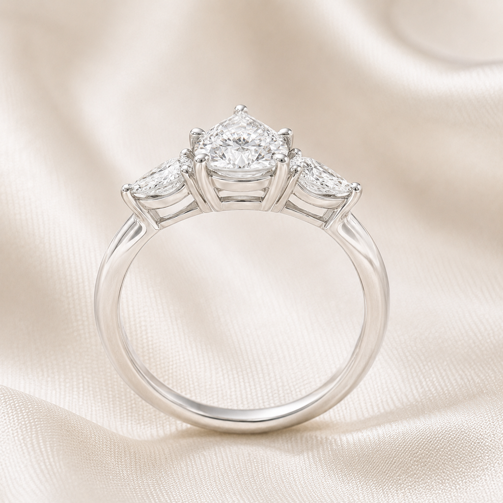 Three Stone Pear Engagement Ring