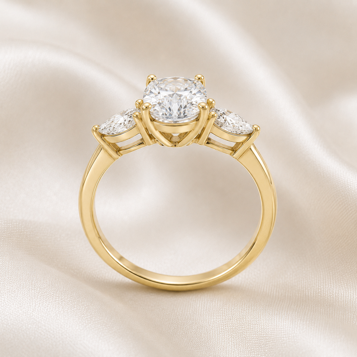 Three Stone Pear Engagement Ring
