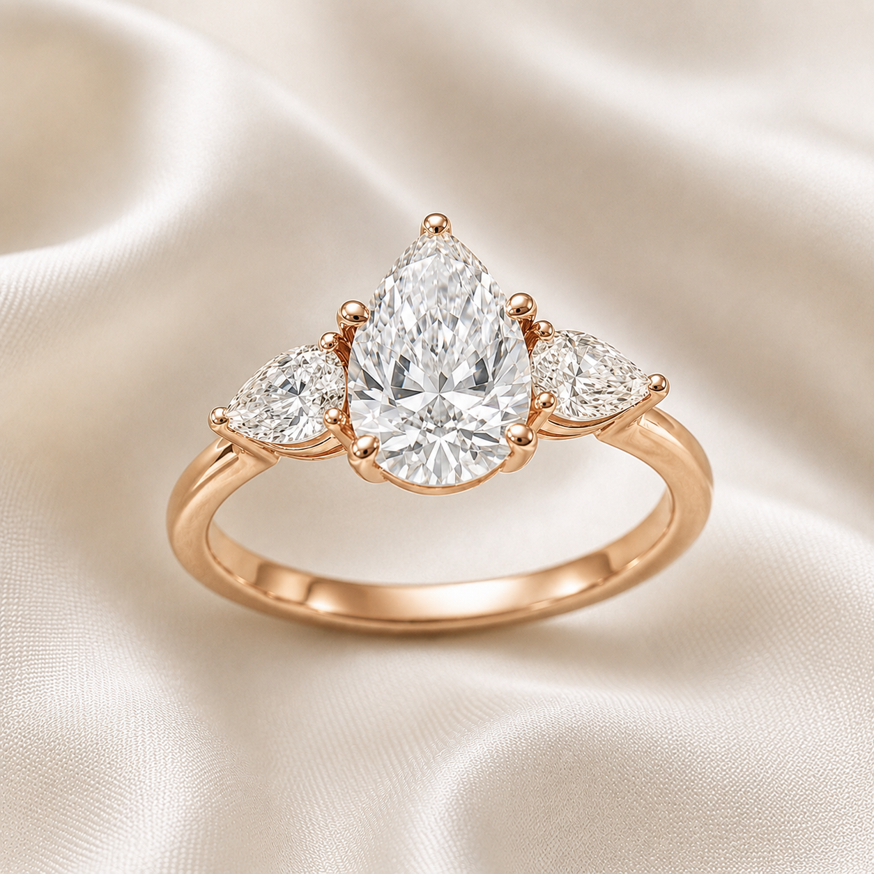 Three Stone Pear Engagement Ring