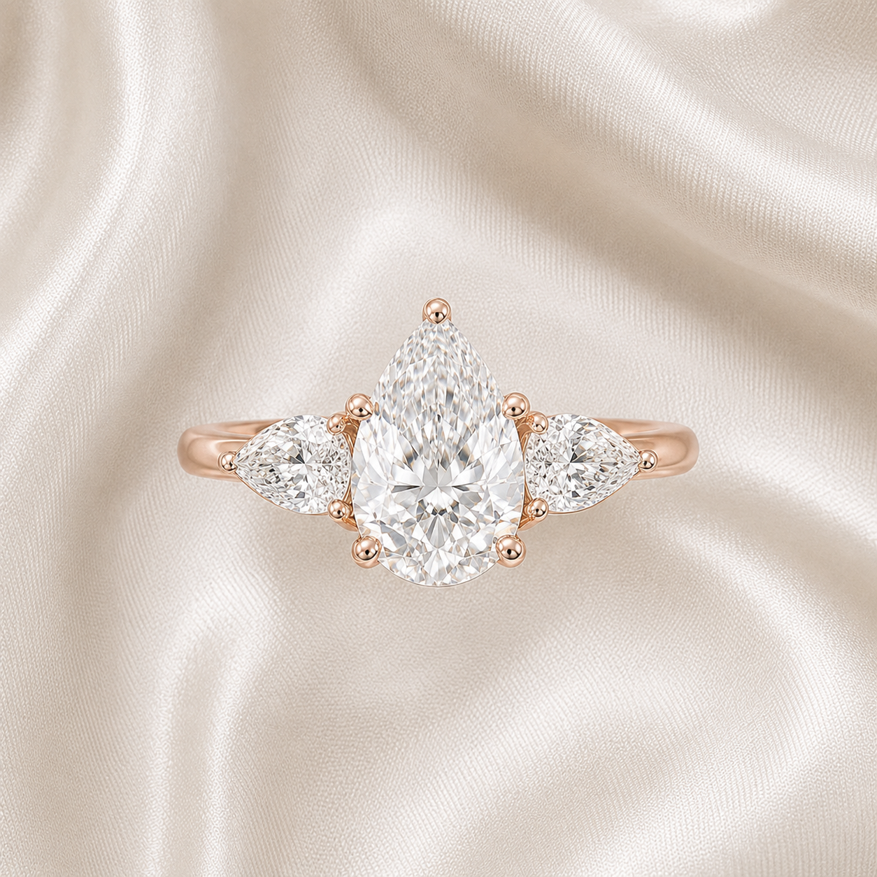 Three Stone Pear Engagement Ring