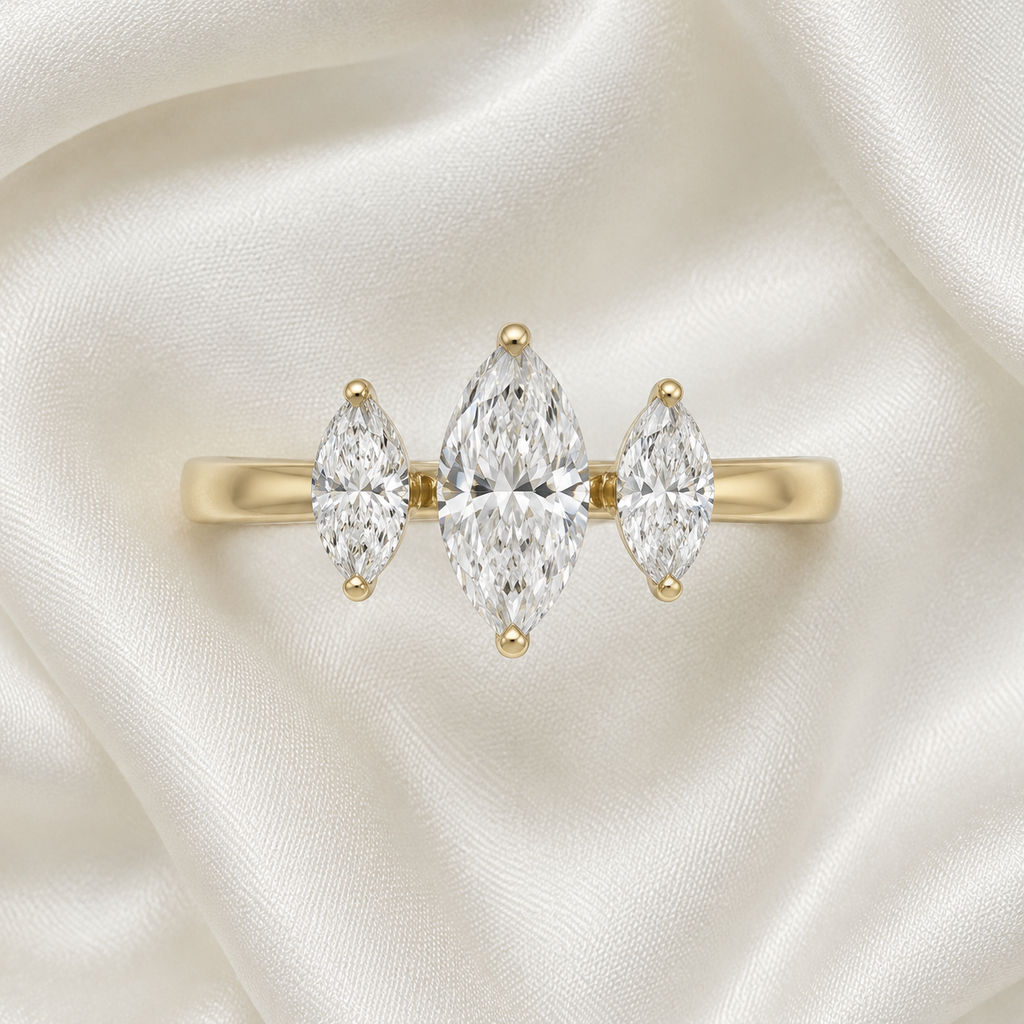 Three Stone Marquise Engagement Ring