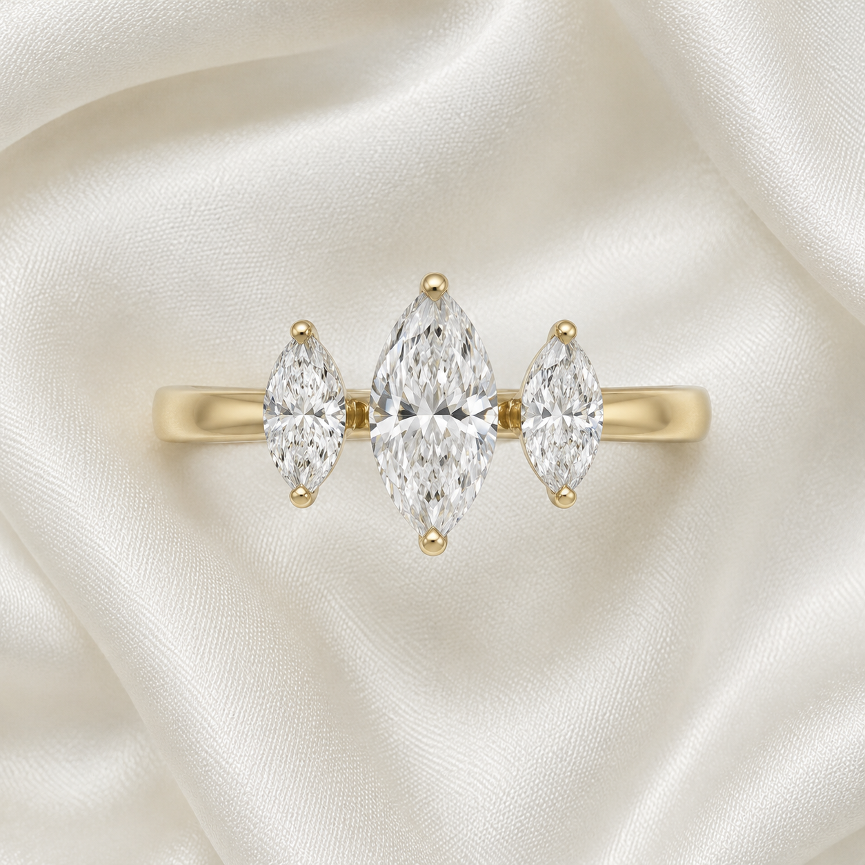 Three Stone Marquise Engagement Ring
