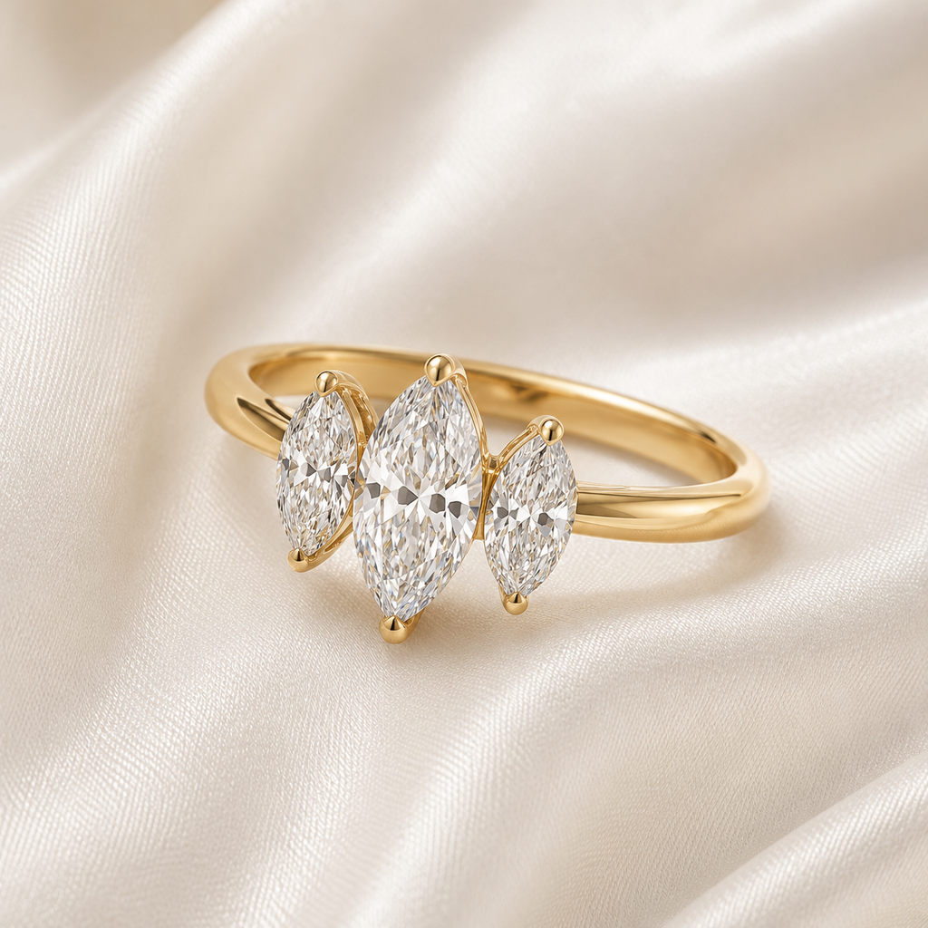 Three Stone Marquise Engagement Ring
