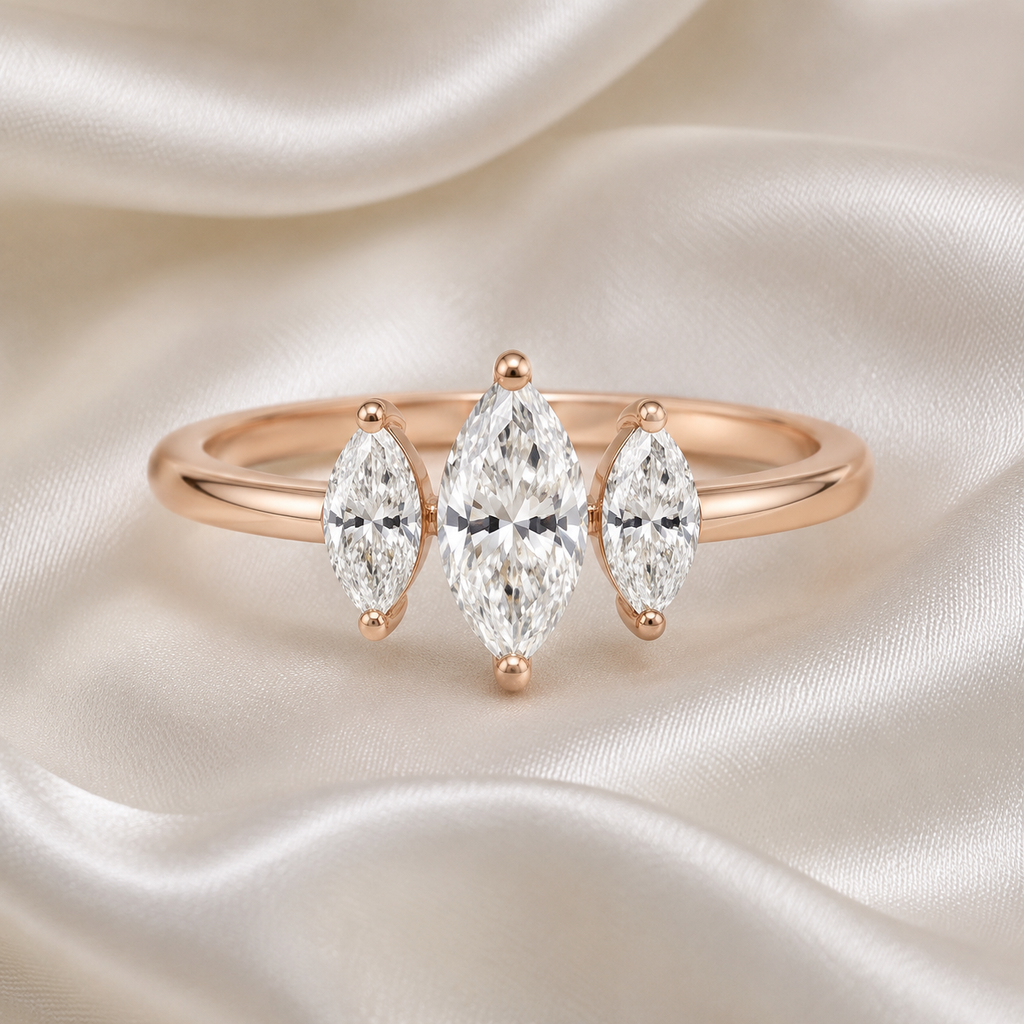Three Stone Marquise Engagement Ring